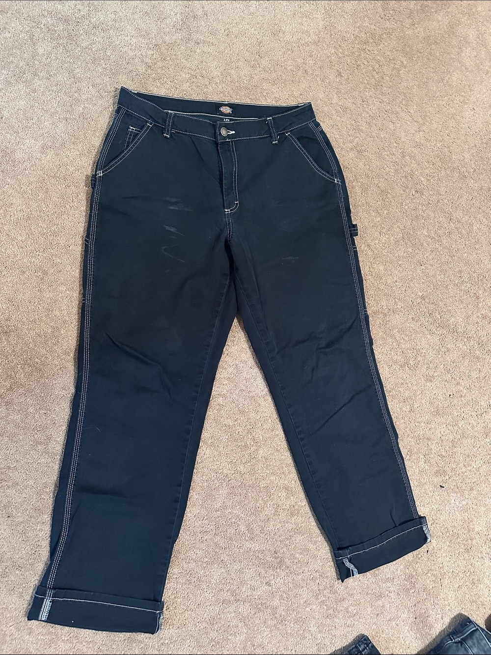 Dickies Black Work Pants with White Contrast Stitching